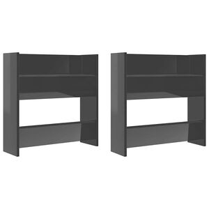vidaXL Scarpiere a Muro 2pz Grigio Lucido 60x18x60cm Legno Multistrato