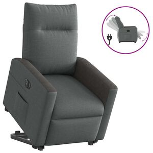 vidaXL Poltrona Alzapersona Reclinabile Elettrica Grigio Scuro Tessuto
