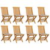 vidaXL Sedie da Giardino e Cuscini Grigi a Quadri 8 pz Massello Teak