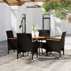 vidaXL Set Bistrot da Giardino 5 pz Polyrattan e Legno Massello Nero