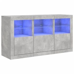 vidaXL Credenza con Luci LED Grigio Cemento 123x37x67 cm