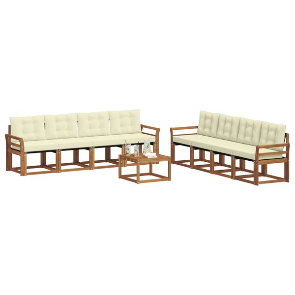 vidaXL Set di divani da esterno con cuscino 9 pcs Naturale e Crema