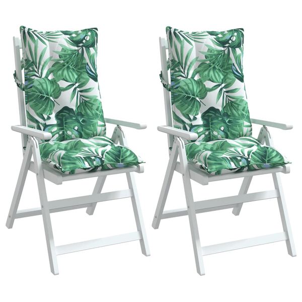 vidaXL Cuscini Sedia Schienale Alto 2 pz Motivo Foglie Tessuto Oxford