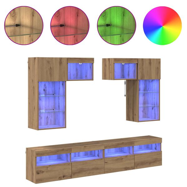 vidaXL Unit&agrave; per TV a Muro 6 pcs Legno vecchio 100 x 30 x 40 cm