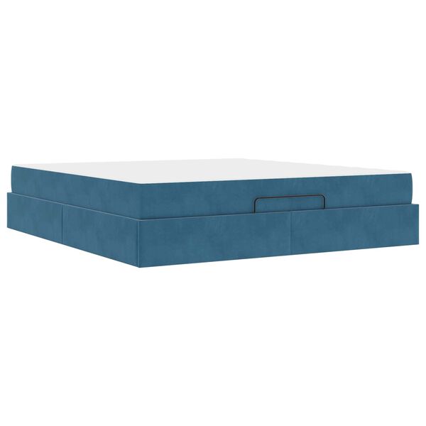 vidaXL Struttura letto con materasso con materasso 2 pcs Blu Velluto