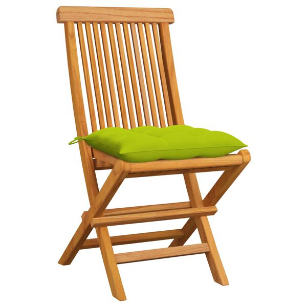 vidaXL Sedie da Giardino Cuscini Verde Brillante 6 pz Massello di Teak