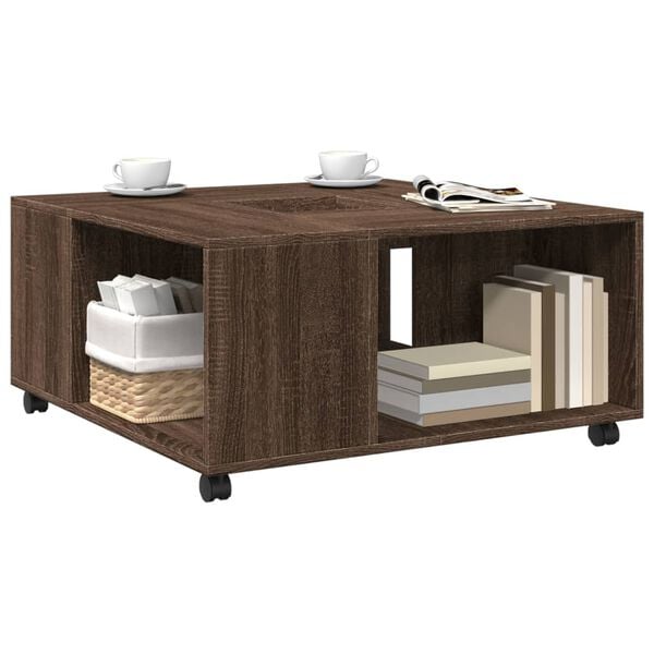 vidaXL Tavolino da Salotto Rovere Marrone 80x80x40cm Legno Multistrato