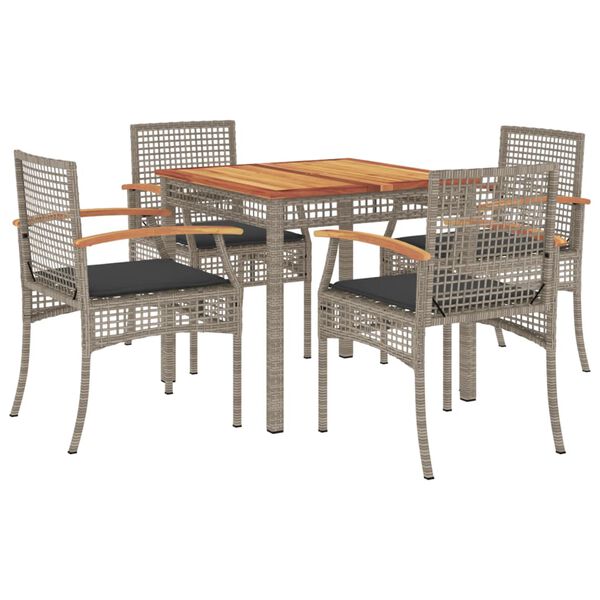 vidaXL Set da Pranzo da Giardino 5 pz con Cuscini in Polyrattan Grigio