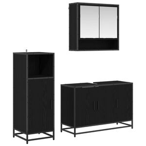 vidaXL Set di mobili per il bagno 3 pz Rovere Nero 90 x 33 x 60 cm