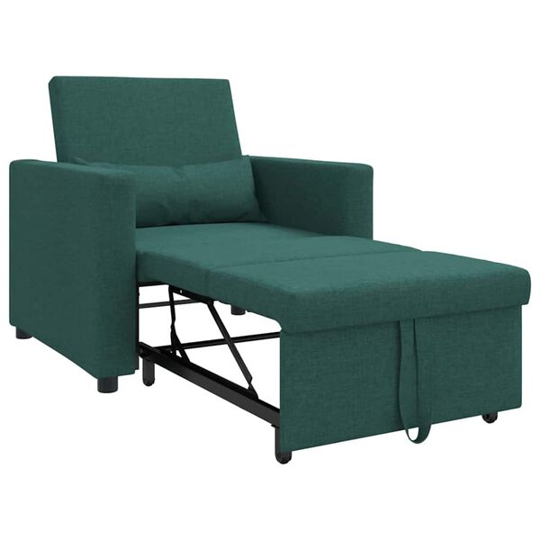 vidaXL Divano letto estraibile singolo Verde scuro 90 x 165 x 87 cm