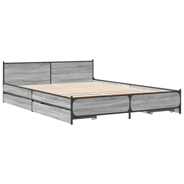 vidaXL Giroletto Cassetti Grigio Sonoma 120x200 cm Legno Multistrato