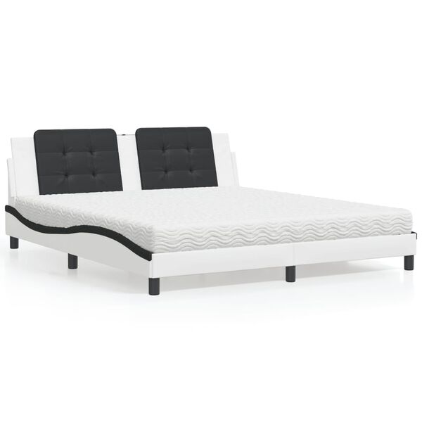 vidaXL Letto con Materasso Zadar Bianco e Nero 180x200cm Similpelle