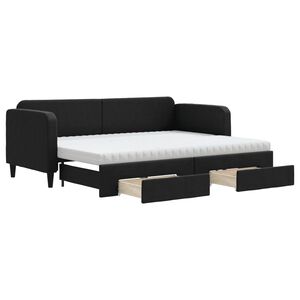 vidaXL Divano Letto Estraibile con Cassetti Nero 80x200 cm in Tessuto
