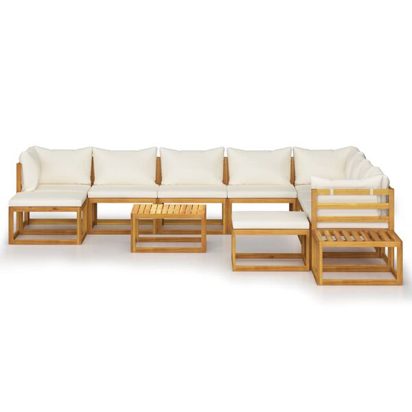 vidaXL Set Divani da Giardino 12 pz con Cuscini Crema in Legno Acacia