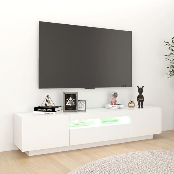 vidaXL Mobile Porta TV con Luci LED Bianco 180x35x40 cm