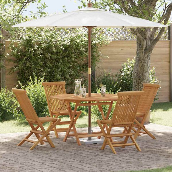 vidaXL Set da Pranzo per Giardino 5 pcs Marrone Legno massello di teak