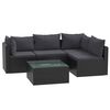 vidaXL Set Divani da Giardino 5 pz con Cuscini in Polyrattan Nero