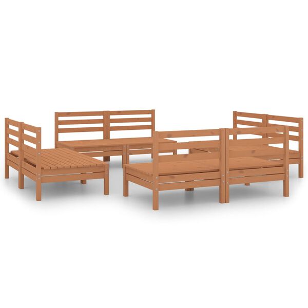 vidaXL Set Salotto da Giardino 8pz Marrone Ambra Legno Massello Pino