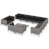 vidaXL Set Divani da Giardino 13 pz Cuscini in Polyrattan Grigio Scuro