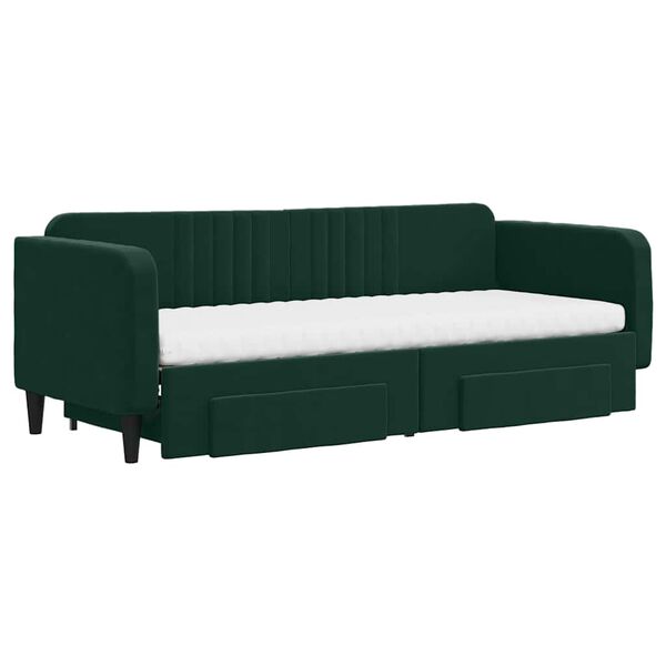 vidaXL Divano Letto Estraibile Cassetti Verde Scuro 80x200cm Velluto
