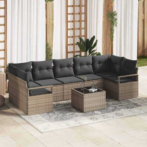vidaXL Set di divani 8 pcs Grigio polyrattan