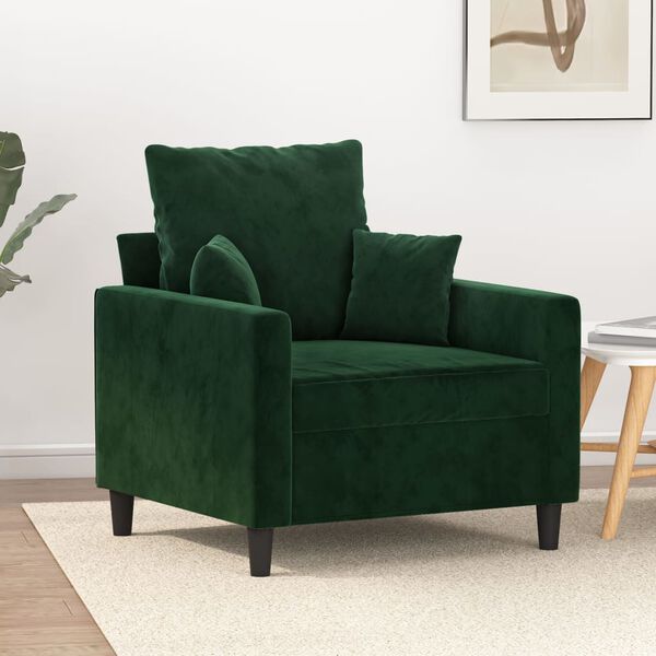 vidaXL Poltrona Verde Scuro 60 cm Velluto