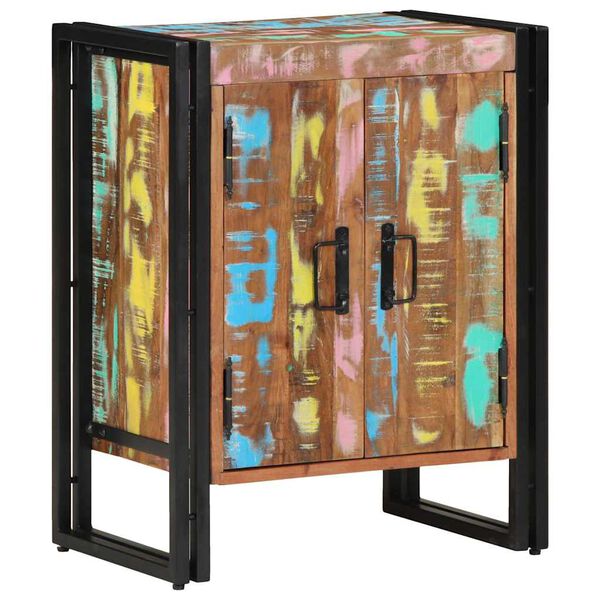 vidaXL Armadio per Scarpe con porta Nero Legno massello di recupero