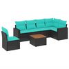 vidaXL Set Divani da Giardino 7 pz con Cuscini Nero in Polyrattan