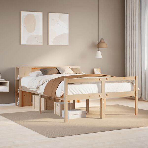vidaXL Letto Libreria senza Materasso 160x200 cm in Legno di Pino