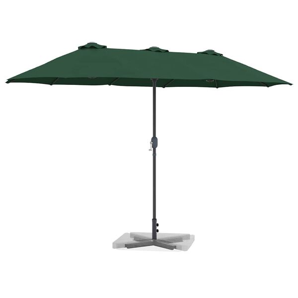 vidaXL Ombrello da giardino Verde 370 x 197 x 239 cm
