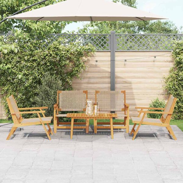 vidaXL Sedie da Giardino con Tavolo 5 pcs Beige 90 x 45 x 40 cm