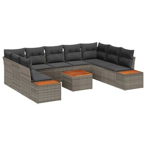 vidaXL Set Divano da Giardino con cuscino 5 pcs Grigio Polyrattan