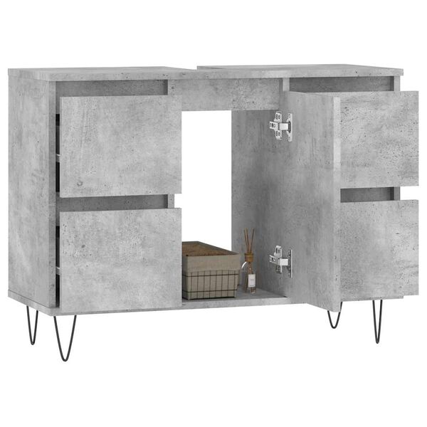 vidaXL Armadietto da Bagno Grigio Cemento 80x33x60cm Legno Multistrato
