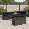 vidaXL Set Divano da Giardino con cuscino 9 pcs Nero polyrattan