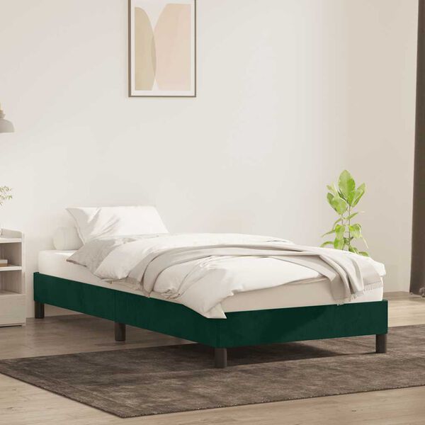 vidaXL Giroletto senza Materasso Verde Scuro 90x210 cm in Velluto