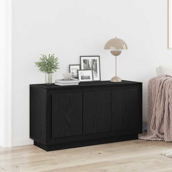 vidaXL Credenza Rovere Nero 102 x 35 x 55 cm Legno multistrato