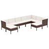 vidaXL Set Divani da Giardino 9 pz con Cuscini in Polyrattan Marrone
