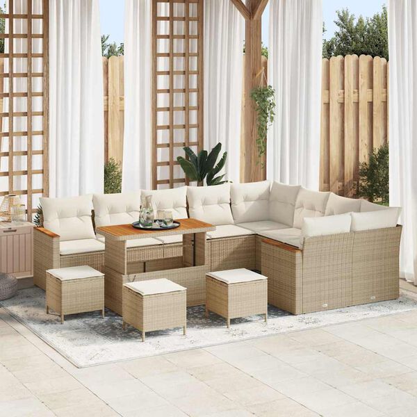 vidaXL Set Divano da Giardino 13 pcs Beige Rattan in Polipropilene