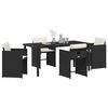 vidaXL Set da Pranzo per Giardino con cuscino 5 pcs Nero polyrattan