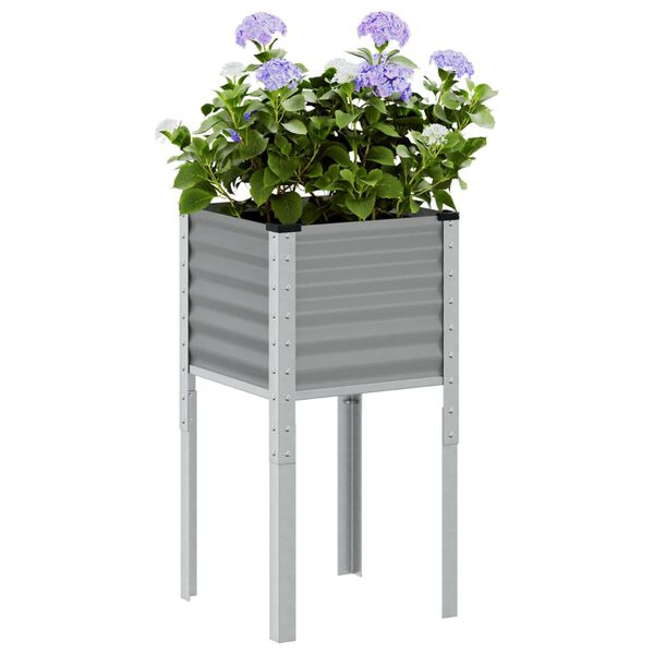 vidaXL Fioriera da Giardino Grigia 45x45x88 cm in Acciaio
