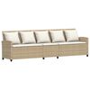 vidaXL Set Divano da Giardino 4 pz con Cuscini a L Beige in Polyrattan