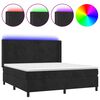 vidaXL Letto a Molle con Materasso e LED Nero 180x200 cm in Velluto