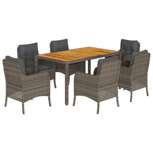 vidaXL Set da Pranzo da Giardino 7 pz con Cuscini in Polyrattan Grigio