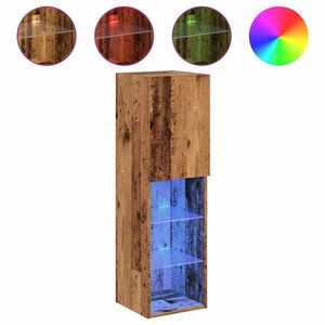 vidaXL Mobili Porta TV con Luci LED 2 pz Legno Antico 30,5x30x102 cm