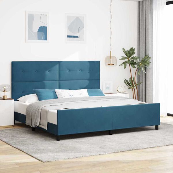 vidaXL Letto a molle con testiera Blu Scuro 200 x 200 cm Velluto