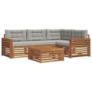 vidaXL Set di divani da esterno 5 pz Grigio Naturale e Chiaro