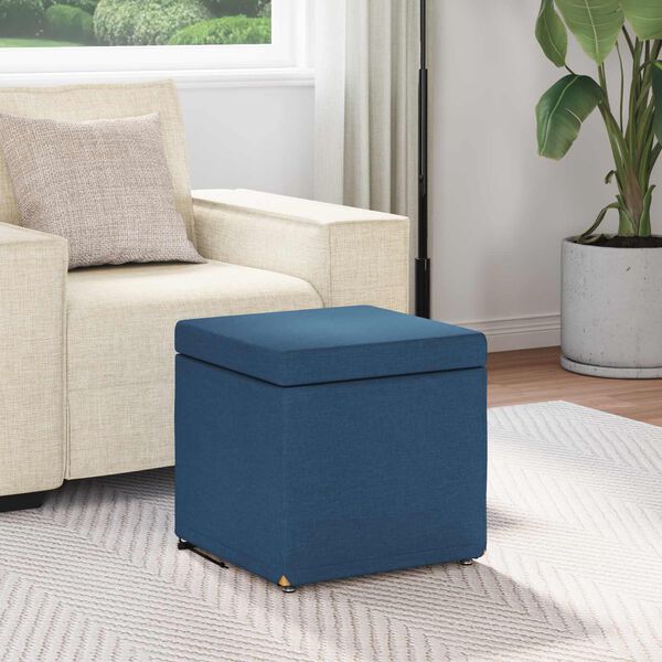 vidaXL Pouf Blu 41 x 41 x 40 cm Tessuto e Legno Ingegnerizzato