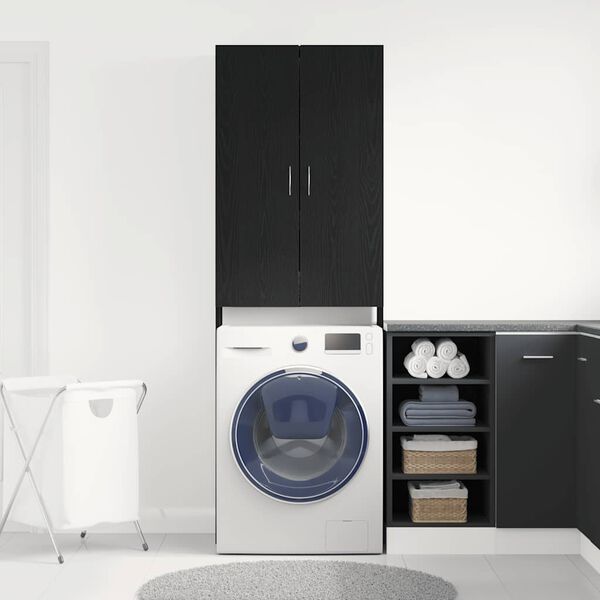 vidaXL Mobile per Lavatrice Rovere Nero 64x25,5x190 cm