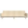 vidaXL Divano Letto a 2 Posti con Poggiapiedi Crema in Tessuto