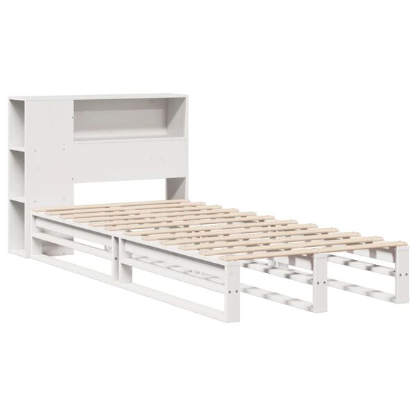 vidaXL Letto Libreria senza Materasso Bianco 90x190 cm Legno Massello